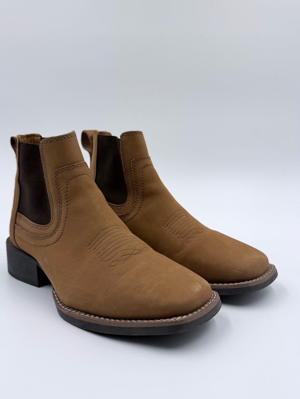 Men's Brown Chukka Chelsea Boots with Elastic Side Panels